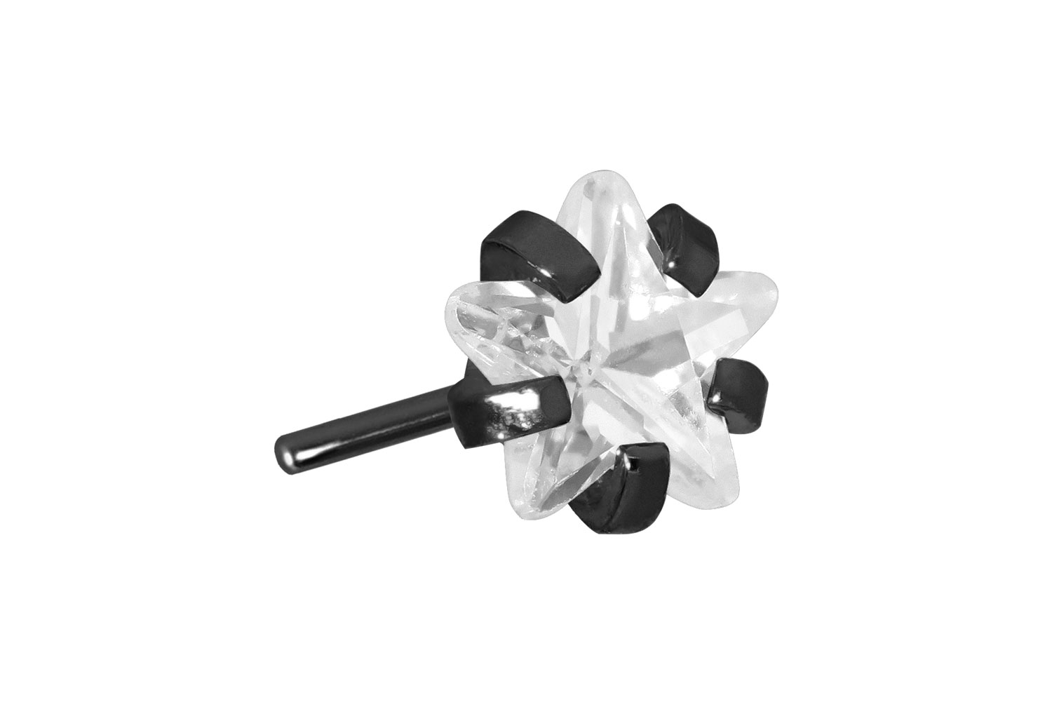 Titan Aufsatz mit Push Pin EINGEFASSTER KRISTALLSTERN von Piercingline